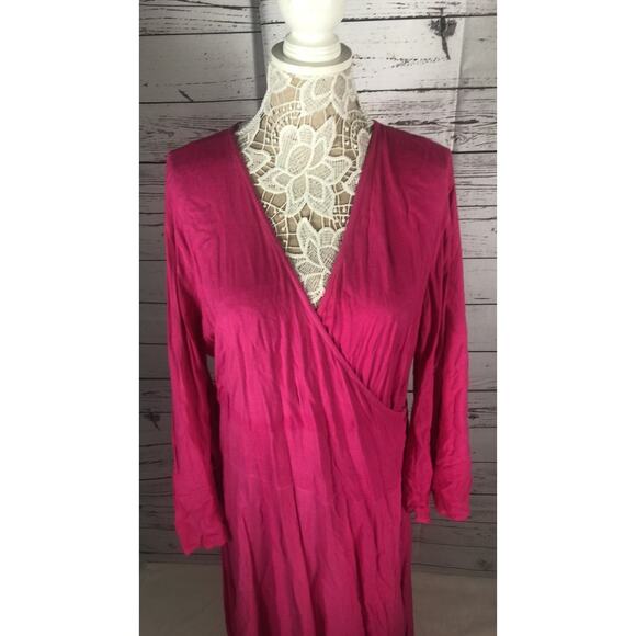 NWT Belma Vintage pink wrap long sleeved maxi dress one size plus - Picture 5 of 13